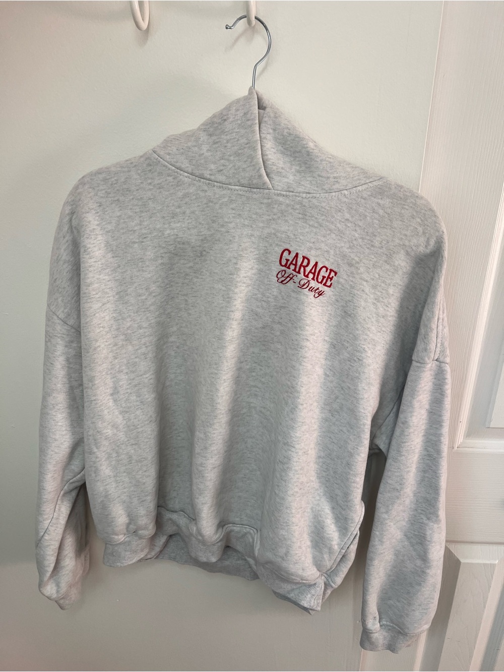 Garage Light Heather Gray Crewneck Sweatshirt with Red Logo